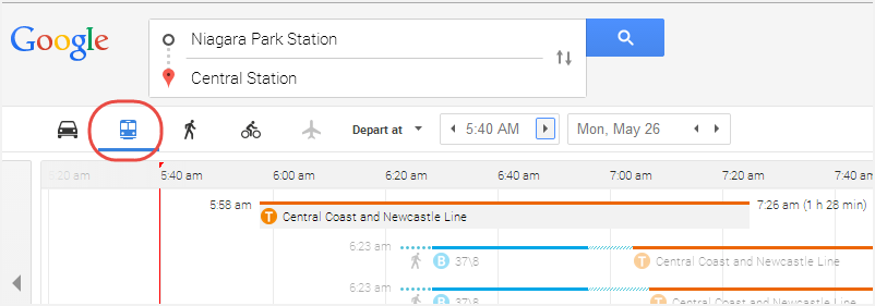 google maps public transport